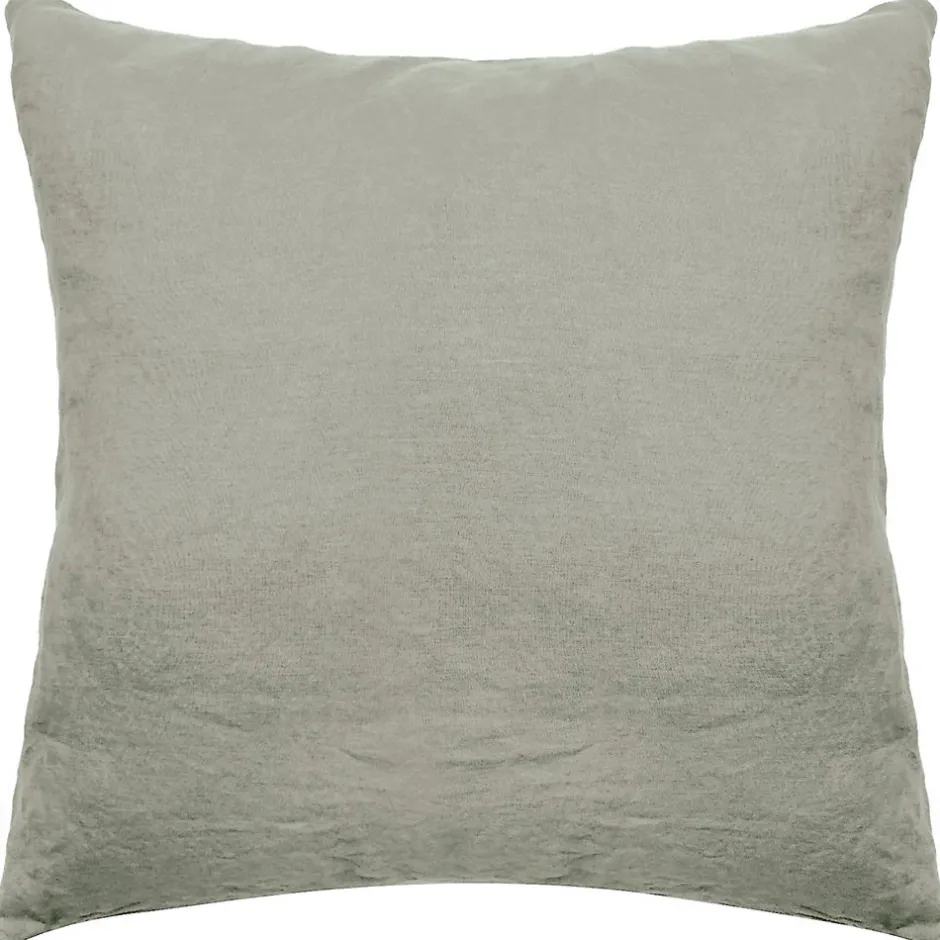 Linnea Taie d'oreiller PALACE pur coton lavé 65x65 cm uni vert laurier