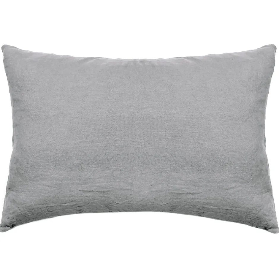 Linnea Taie d'oreiller PALACE pur coton lavé 50x70 cm uni gris acier