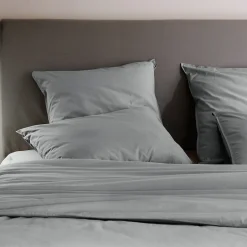 Linnea Taie d'oreiller PALACE pur coton lavé 50x70 cm uni gris acier