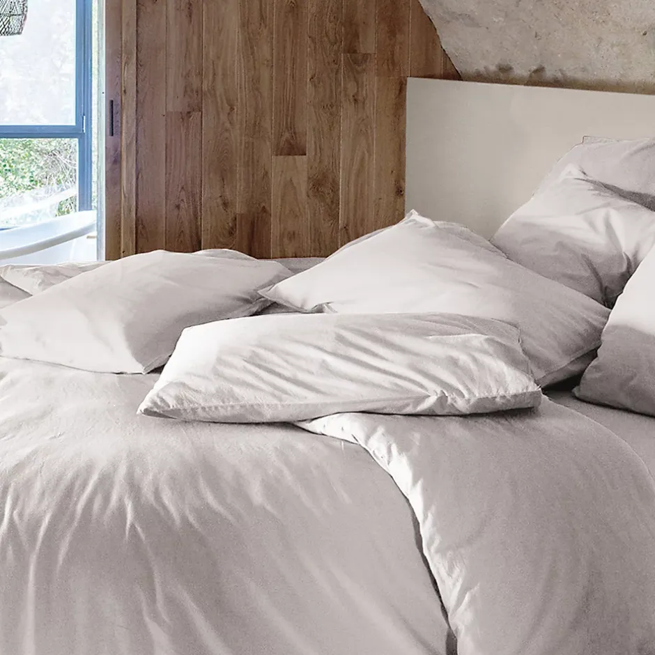 Linnea Taie d'oreiller PALACE pur coton lavé 50x70 cm uni beige naturel Discount