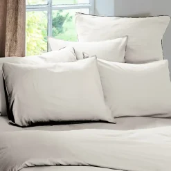 Linnea Taie d'oreiller PALACE pur coton lavé 50x70 cm uni beige naturel Discount