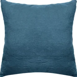 Linnea Taie d'oreiller PALACE pur coton lavé 65x65 cm uni bleu marine