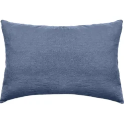 Linnea Taie d'oreiller PALACE pur coton lavé 50x70 cm uni bleu indigo Online