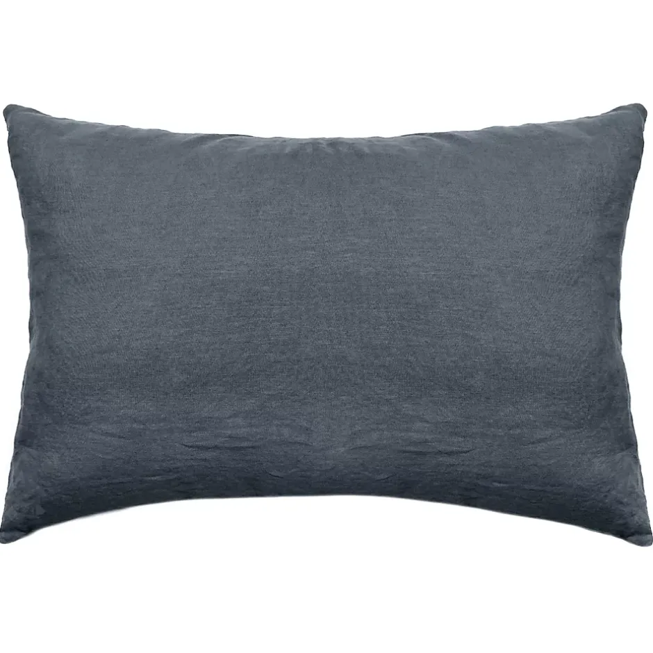 Linnea Taie d'oreiller PALACE pur coton lavé 50x70 cm uni noir granit New