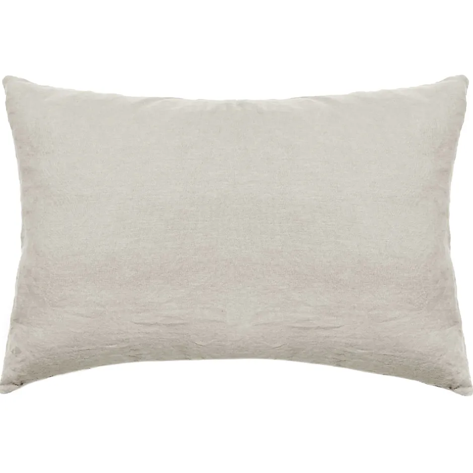 Linnea Taie d'oreiller PALACE pur coton lavé 50x70 cm uni beige nacre