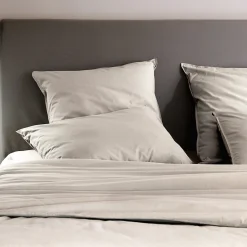 Linnea Taie d'oreiller PALACE pur coton lavé 50x70 cm uni beige nacre