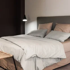 Linnea Taie d'oreiller PALACE pur coton lavé 50x70 cm uni beige nacre