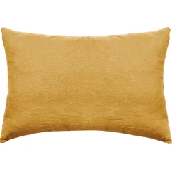 Linnea Taie d'oreiller PALACE pur coton lavé 50x70 cm uni jaune curry Hot