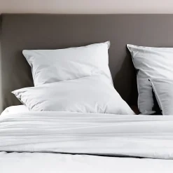Linnea Taie d'oreiller PALACE pur coton lavé 50x70 cm uni blanc neige New