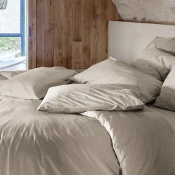 Linnea Taie d'oreiller PALACE pur coton lavé 50x70 cm uni beige lin Hot