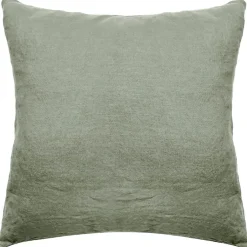 Linnea Taie d'oreiller PALACE pur coton lavé 65x65 cm uni vert sauge