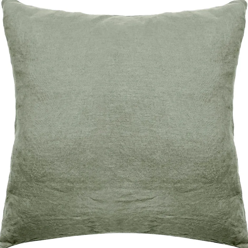 Linnea Taie d'oreiller PALACE pur coton lavé 65x65 cm uni vert sauge