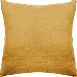Linnea Taie d'oreiller PALACE pur coton lavé 65x65 cm uni jaune curry Hot