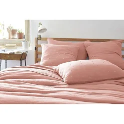 L'Effet Papillon Taie d'oreiller Pois Doré Déco "Gaïa Chic" 60 x 60 cm & 50 x 70 cm "Gaze de Coton" - Gaïa Chic Rose Pêche - 60 x 60 cm