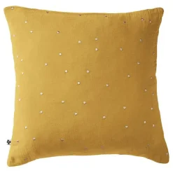 L'Effet Papillon Taie d'oreiller Pois Doré Déco "Gaïa Chic" 60 x 60 cm & 50 x 70 cm "Gaze de Coton" - Gaïa Chic Safran - 60 x 60 cm