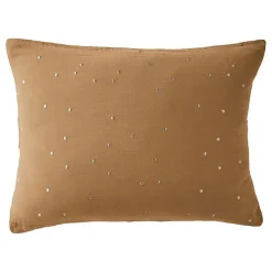 L'Effet Papillon Taie d'oreiller Pois Doré Déco "Gaïa Chic" 60 x 60 cm & 50 x 70 cm "Gaze de Coton" - Gaïa Chic Camel - 50 x 70 cm