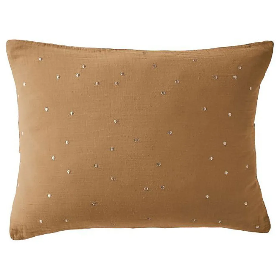 L'Effet Papillon Taie d'oreiller Pois Doré Déco "Gaïa Chic" 60 x 60 cm & 50 x 70 cm "Gaze de Coton" - Gaïa Chic Camel - 50 x 70 cm