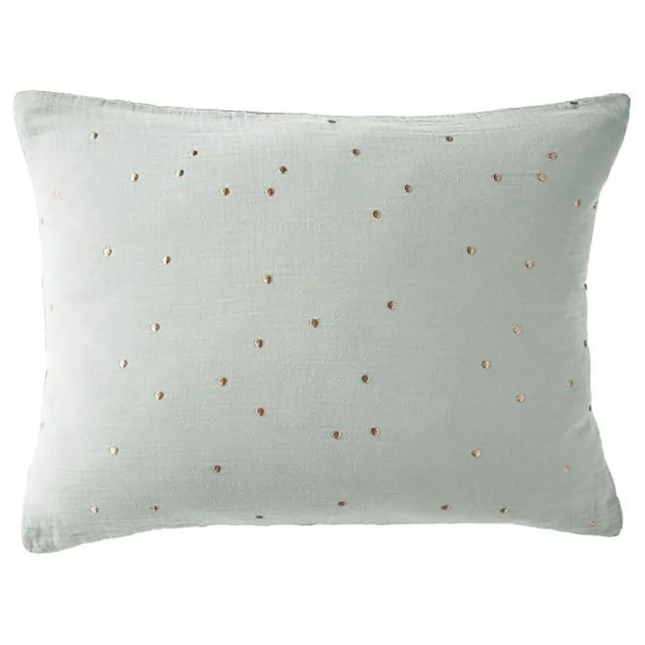 L'Effet Papillon Taie d'oreiller Pois Doré Déco "Gaïa Chic" 60 x 60 cm & 50 x 70 cm "Gaze de Coton" - Gaïa Chic Eucalyptus - 50 x 70 cm New
