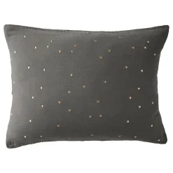 L'Effet Papillon Taie d'oreiller Pois Doré Déco "Gaïa Chic" 60 x 60 cm & 50 x 70 cm "Gaze de Coton" - Gaïa Chic Granit - 50 x 70 cm