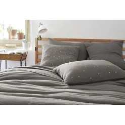 L'Effet Papillon Taie d'oreiller Pois Doré Déco "Gaïa Chic" 60 x 60 cm & 50 x 70 cm "Gaze de Coton" - Gaïa Chic Granit - 50 x 70 cm