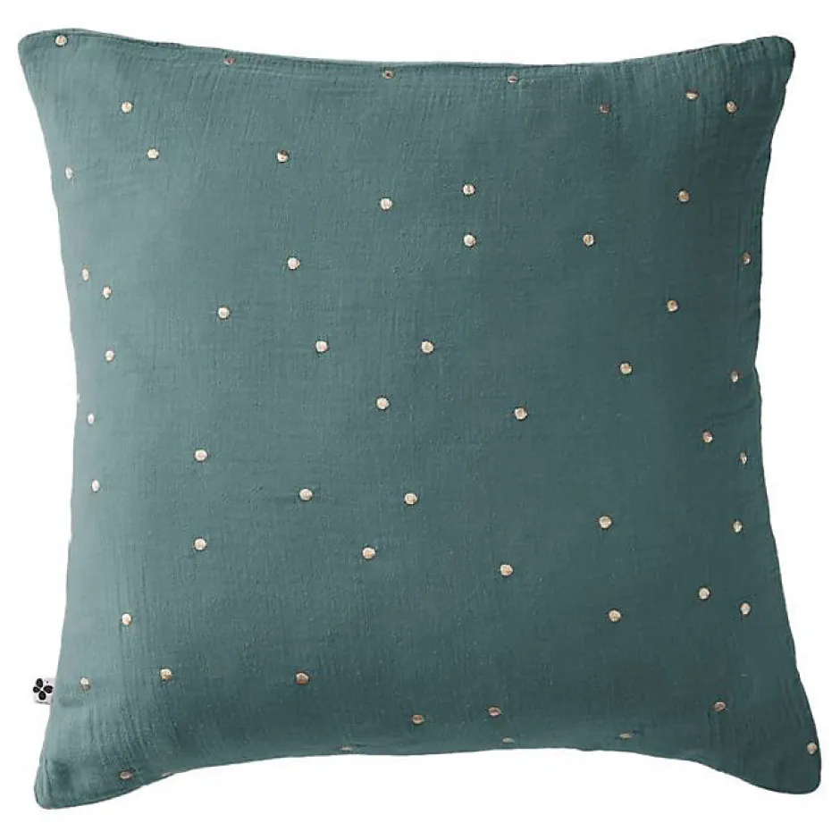 L'Effet Papillon Taie d'oreiller Pois Doré Déco "Gaïa Chic" 60 x 60 cm & 50 x 70 cm "Gaze de Coton" - Gaïa Chic Canard - 60 x 60 cm