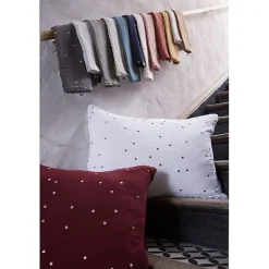 L'Effet Papillon Taie d'oreiller Pois Doré Déco "Gaïa Chic" 60 x 60 cm & 50 x 70 cm "Gaze de Coton" - Gaïa Chic Romarin - 60 x 60 cm Discount