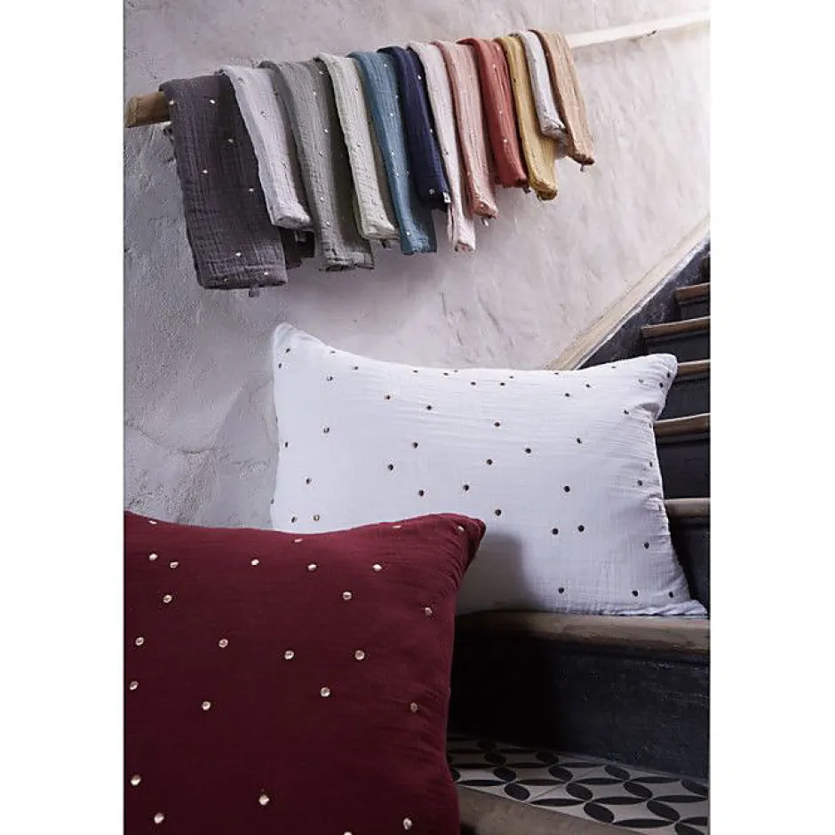 L'Effet Papillon Taie d'oreiller Pois Doré Déco "Gaïa Chic" 60 x 60 cm & 50 x 70 cm "Gaze de Coton" - Gaïa Chic Lie de vin - 50 x 70 cm