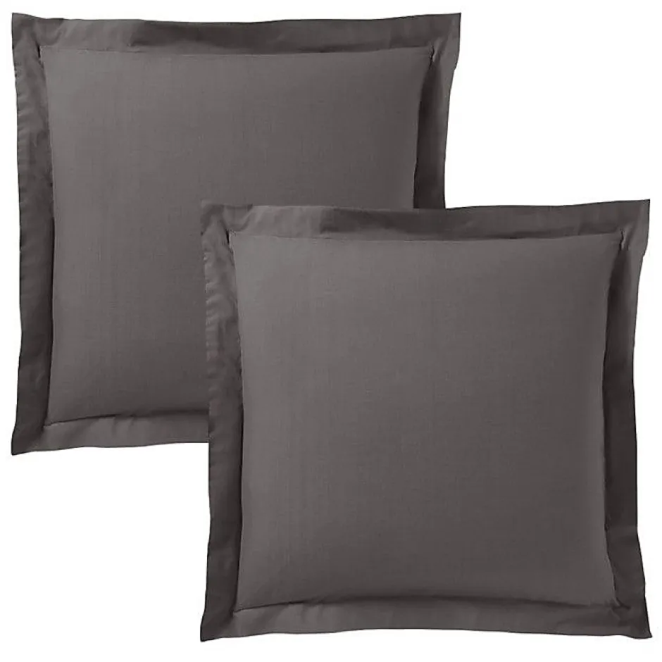 Coton Pur Taie d'oreiller "Prémium" toutes dimensions - Prémium Ardoise - 63 x 63 cm volant plat piqué