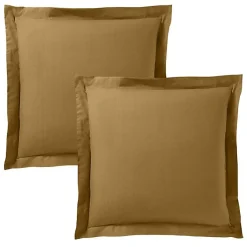 Coton Pur Taie d'oreiller "Prémium" toutes dimensions - Prémium Caramel - 63 x 63 cm volant plat piqué