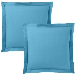 Coton Pur Taie d'oreiller "Prémium" toutes dimensions - Prémium Cyan - 63 x 63 cm volant plat piqué