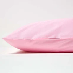 Homescapes Taie d'oreiller rose 100% coton égyptien 200 fils, 40x80 cm -