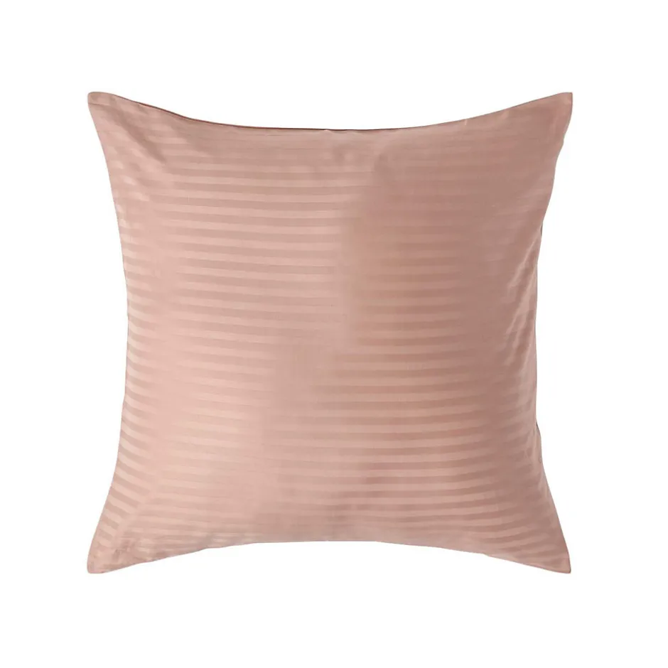 Homescapes Taie d'oreiller taupe satin rayé en coton égyptien 330 fils, 60x60 cm -