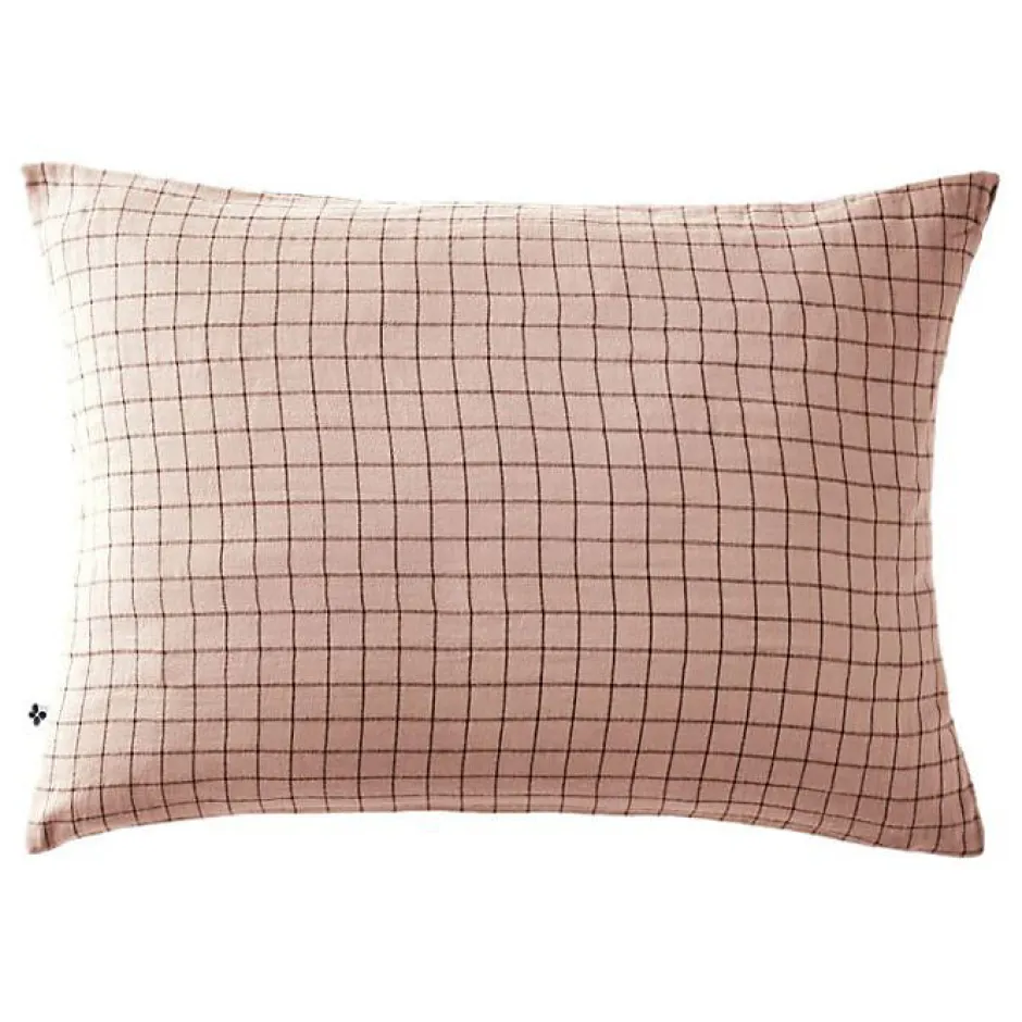 L'Effet Papillon Taie d'oreiller Tissé-teint petits carreaux Déco "Gaïa Mix" 60 x 60 cm & 50 x 70 cm "Gaze de Coton" - Gaïa Mix Guimauve - 50 x 70