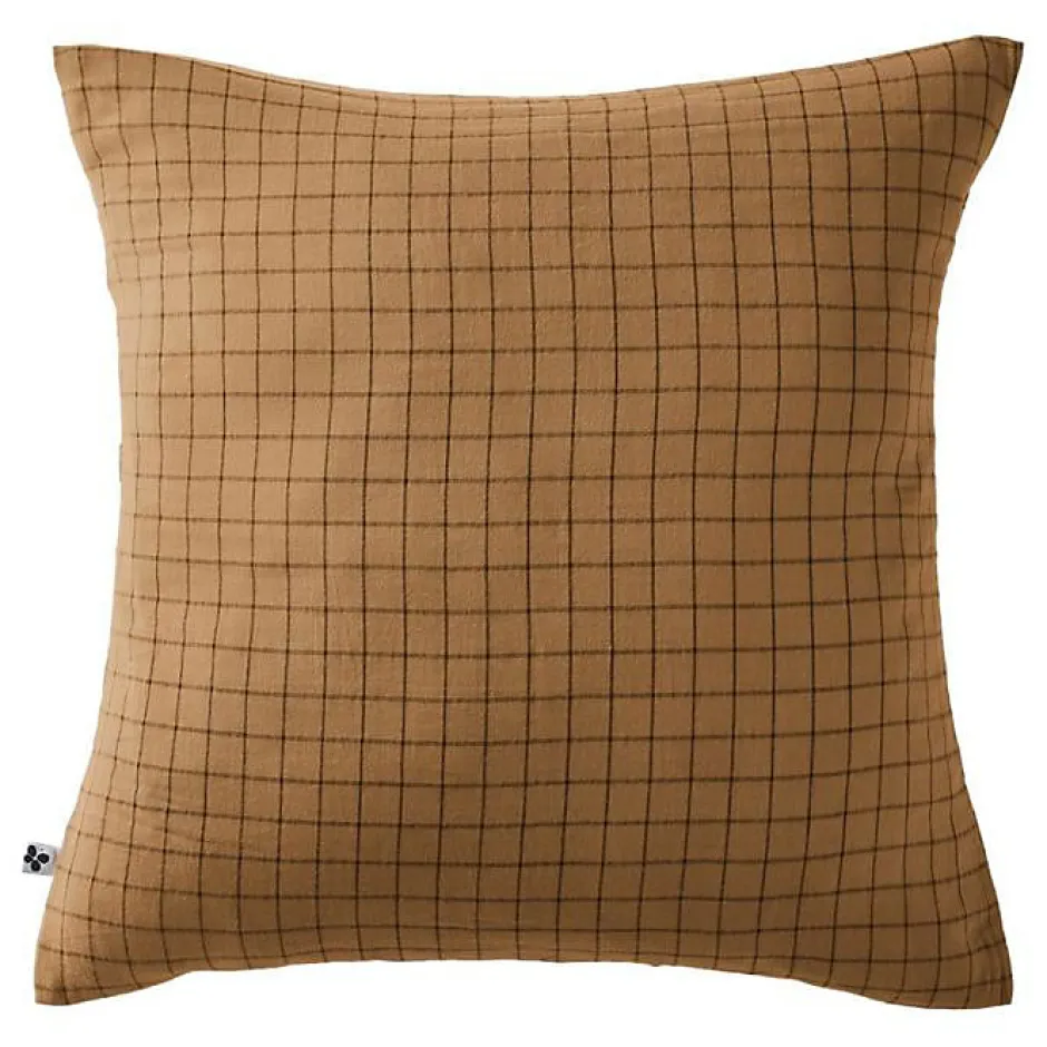 L'Effet Papillon Taie d'oreiller Tissé-teint petits carreaux Déco "Gaïa Mix" 60 x 60 cm & 50 x 70 cm "Gaze de Coton" - Gaïa Mix Camel - 60 x 60 cm Online