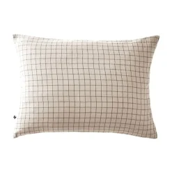 L'Effet Papillon Taie d'oreiller Tissé-teint petits carreaux Déco "Gaïa Mix" 60 x 60 cm & 50 x 70 cm "Gaze de Coton" - Gaïa Mix Pampa - 50 x 70 cm