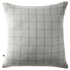 L'Effet Papillon Taie d'oreiller Tissé-teint grands carreaux Déco "Gaïa Match" 60 x 60 cm & 50 x 70 cm "Gaze de Coton" - Gaïa Match Nuage - 60 x 60 Discount