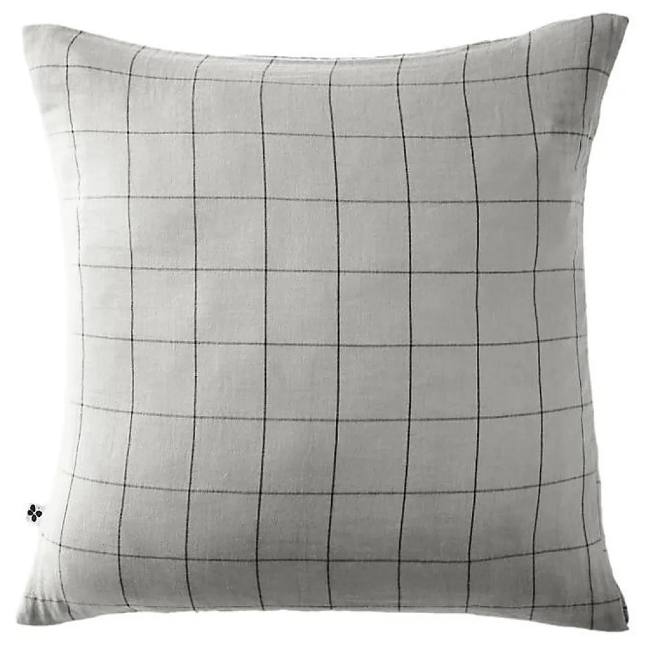 L'Effet Papillon Taie d'oreiller Tissé-teint grands carreaux Déco "Gaïa Match" 60 x 60 cm & 50 x 70 cm "Gaze de Coton" - Gaïa Match Nuage - 60 x 60 Discount