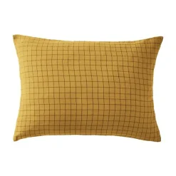 L'Effet Papillon Taie d'oreiller Tissé-teint petits carreaux Déco "Gaïa Mix" 60 x 60 cm & 50 x 70 cm "Gaze de Coton" - Gaïa Mix Safran - 50 x 70 cm Online