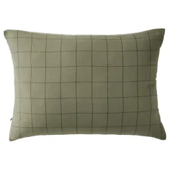 L'Effet Papillon Taie d'oreiller Tissé-teint grands carreaux Déco "Gaïa Match" 60 x 60 cm & 50 x 70 cm "Gaze de Coton" - Gaïa Match Romarin - 50 x