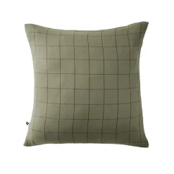 L'Effet Papillon Taie d'oreiller Tissé-teint grands carreaux Déco "Gaïa Match" 60 x 60 cm & 50 x 70 cm "Gaze de Coton" - Gaïa Match Romarin - 60 x New