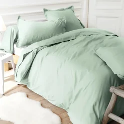 Linnea Taie d'oreiller uni 80x50 cm coton ALTO vert fleur d'amandier Discount