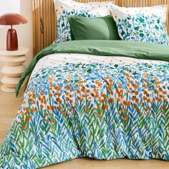 Linnea Taie d'oreiller uni 65x65 cm en coton ÉVASION Blanc vert Outlet