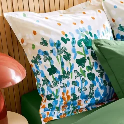 Linnea Taie d'oreiller uni 65x65 cm en coton ÉVASION Blanc vert Outlet