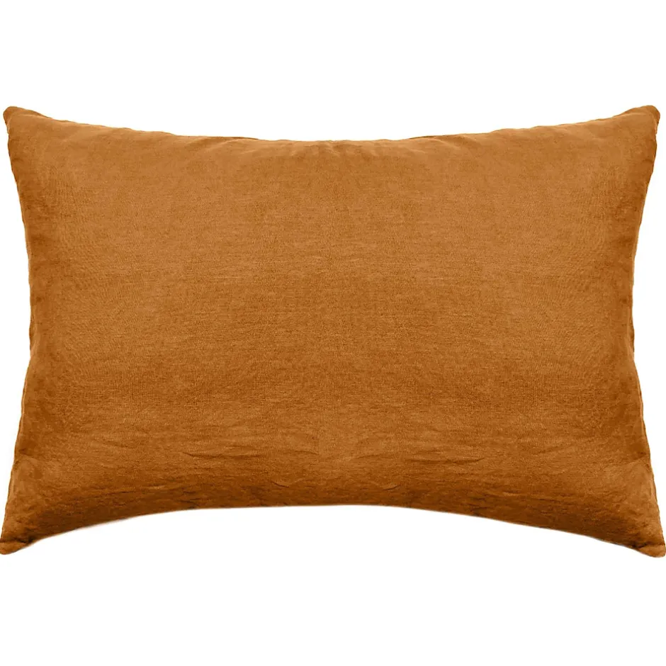 Linnea Taie d'oreiller uni 50x70 cm lin lavé froissé SONATE orange Terracotta