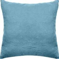 Linnea Taie d'oreiller uni 65X65 cm lin lavé froissé SONATE bleu Topaze