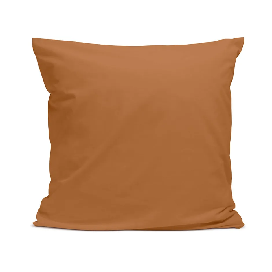 Bleu Calin Taie d'oreiller unie 65x65cm PERCALE TERRACOTTA