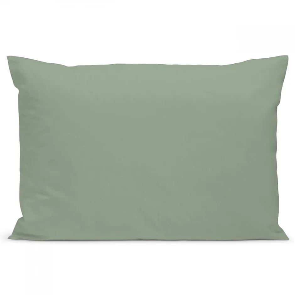 Bleu Calin Taie d'oreiller unie 50x75cm PERCALE SAUGE Outlet