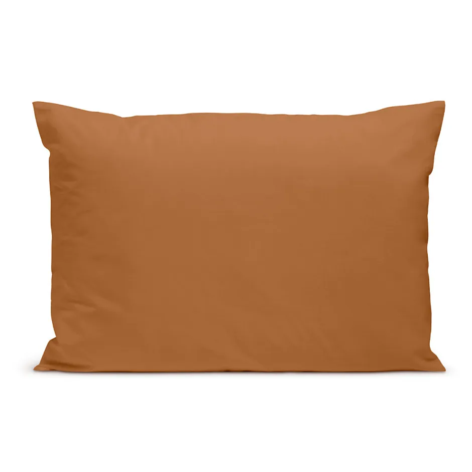 Bleu Calin Taie d'oreiller unie 50x75cm PERCALE TERRACOTTA