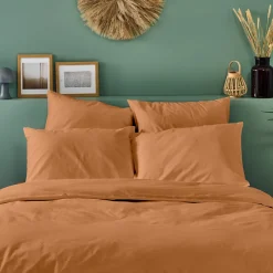 Bleu Calin Taie d'oreiller unie 50x75cm PERCALE TERRACOTTA
