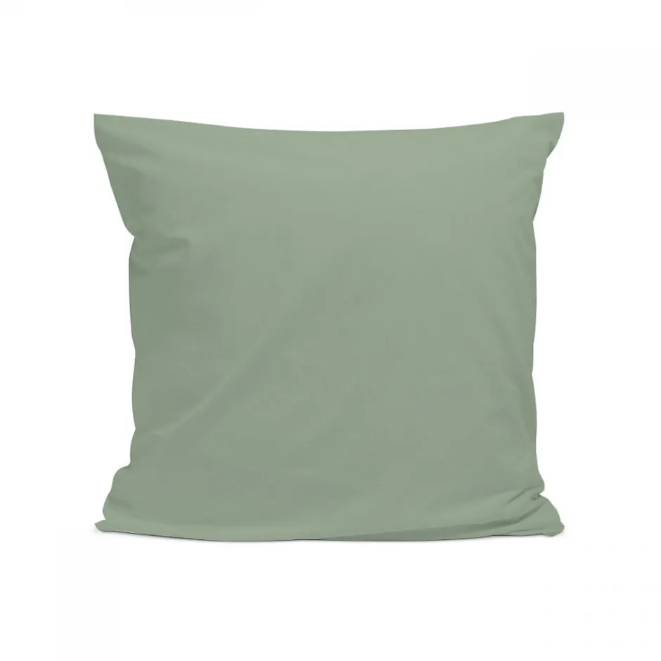 Bleu Calin Taie d'oreiller unie 65x65cm PERCALE SAUGE
